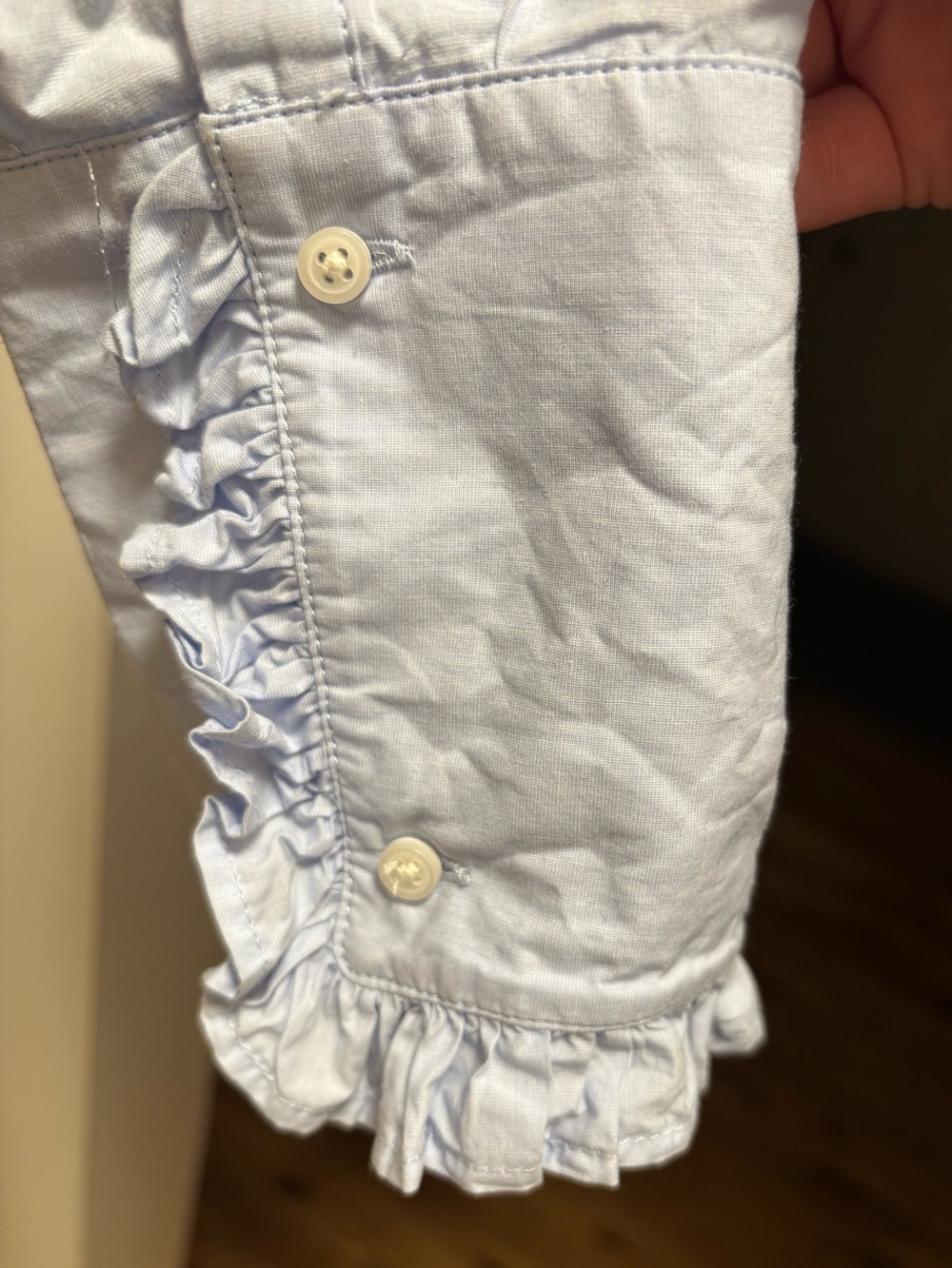Ruffle Trim Regenerative Cotton Poplin Shirt - Picture 4 of 6